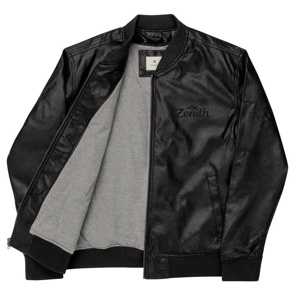 Zenith Unisex Faux Leather Bomber Jacket - Relaxed Fit, Heavyweight PU Leather, Sizes XS-3XL, Available in Black and Brown product image (10)