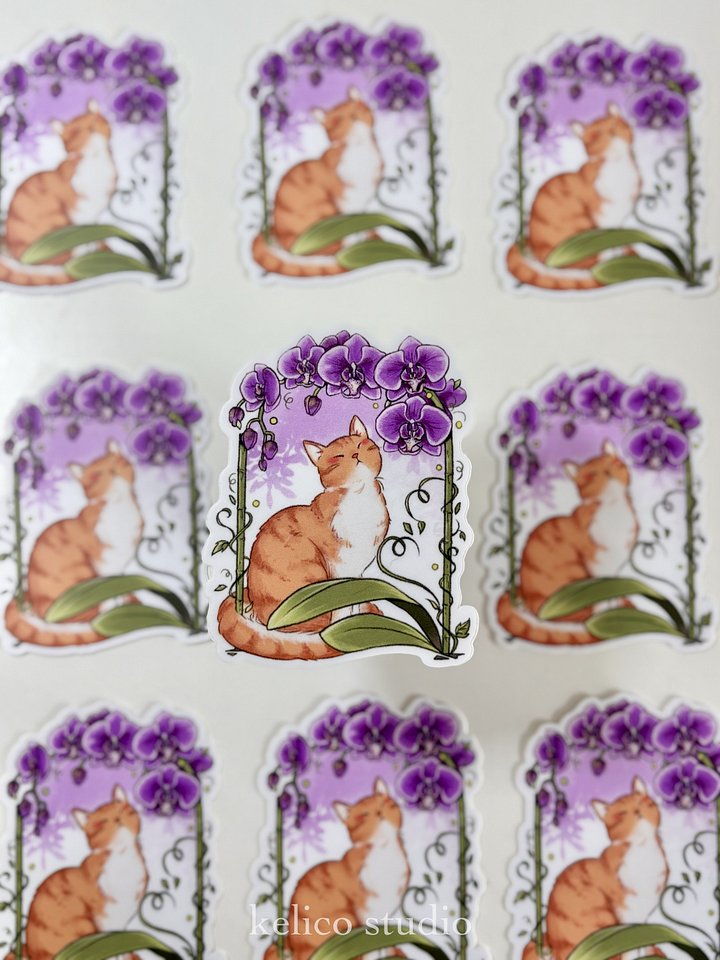 orchid cat (secondary series) • die-cut sticker product image (1)