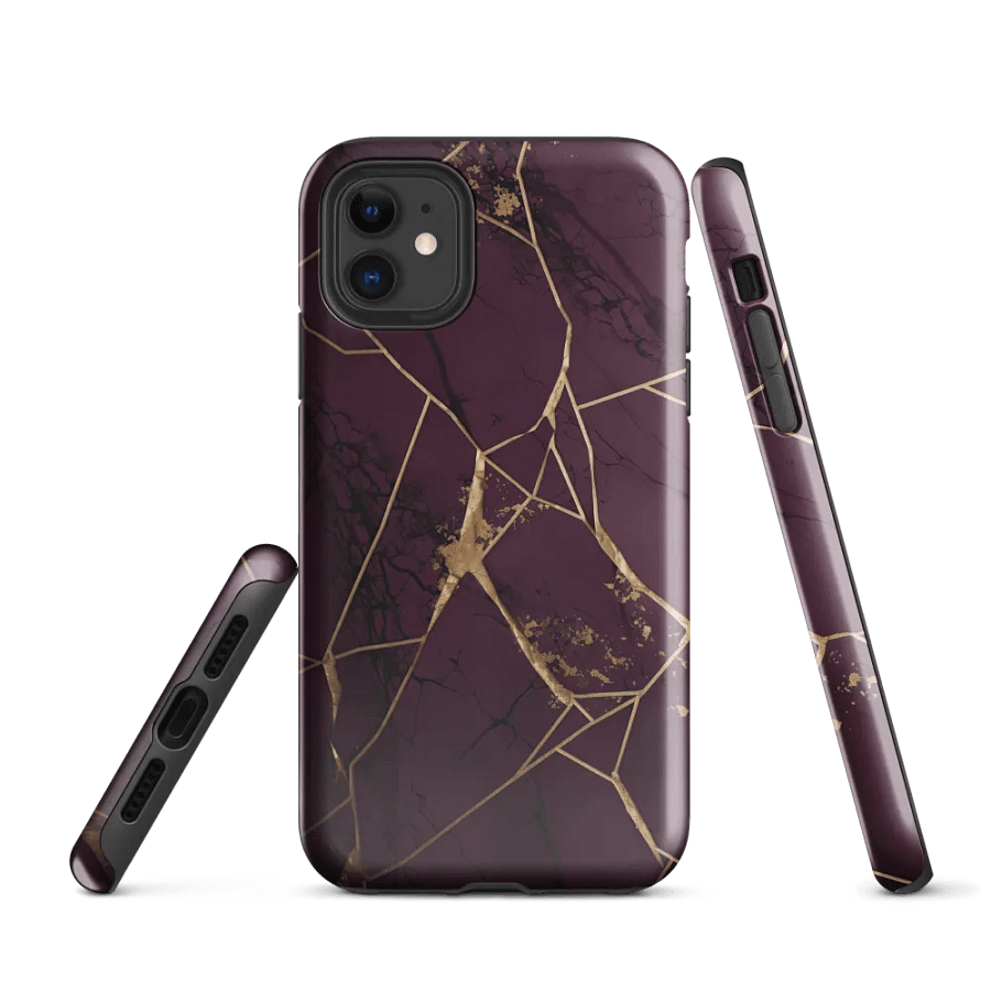Purple & Gold Kintsugi Tough iPhone Case product image (1)