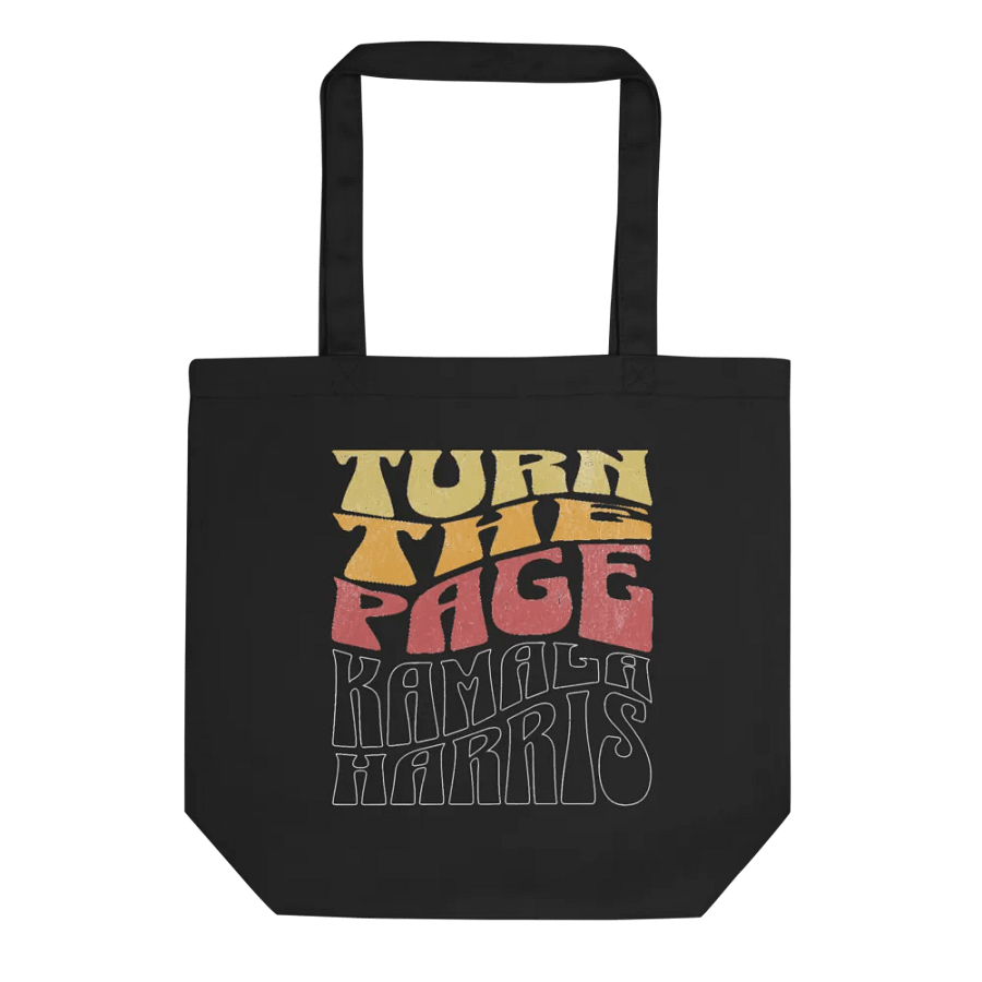 Turn The Page Kamala Harris Retro Groovy Design, Inspirational Message Tote Bag Vintage Style, product image (1)