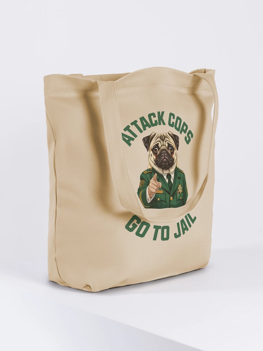 "Attack Cops Go to Jail" Tote - green ink product image (4)