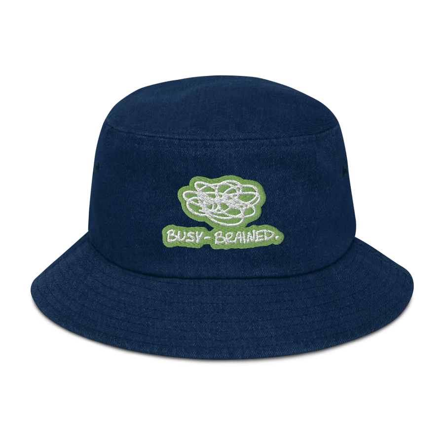 BUSY-BRAINED (light green bubble design 2) denim bucket hat product image (1)