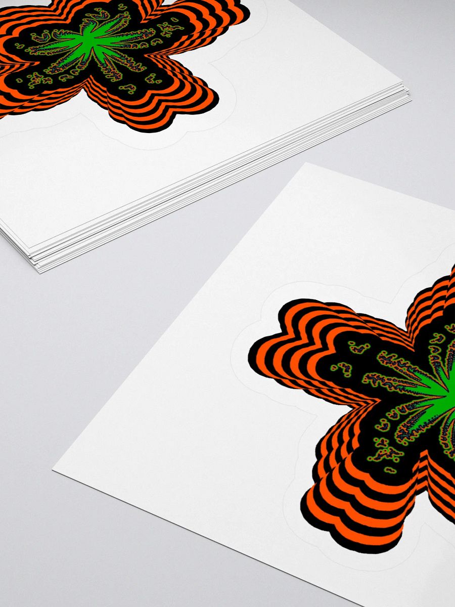 Twisted Weed Leaf Stoner Sticker, Orange Black Green Cannabis 420 Flower Art product image (4)