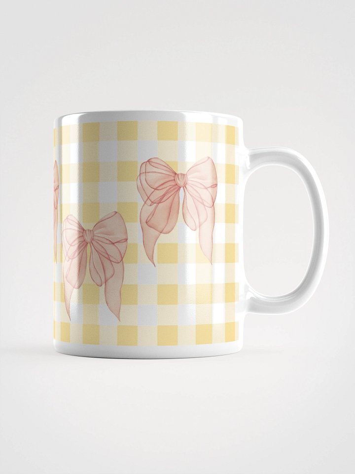 Mug Blanc Vichy Revisité - Jaune Paille - Cadeau Style Chic et Poétique product image (1)