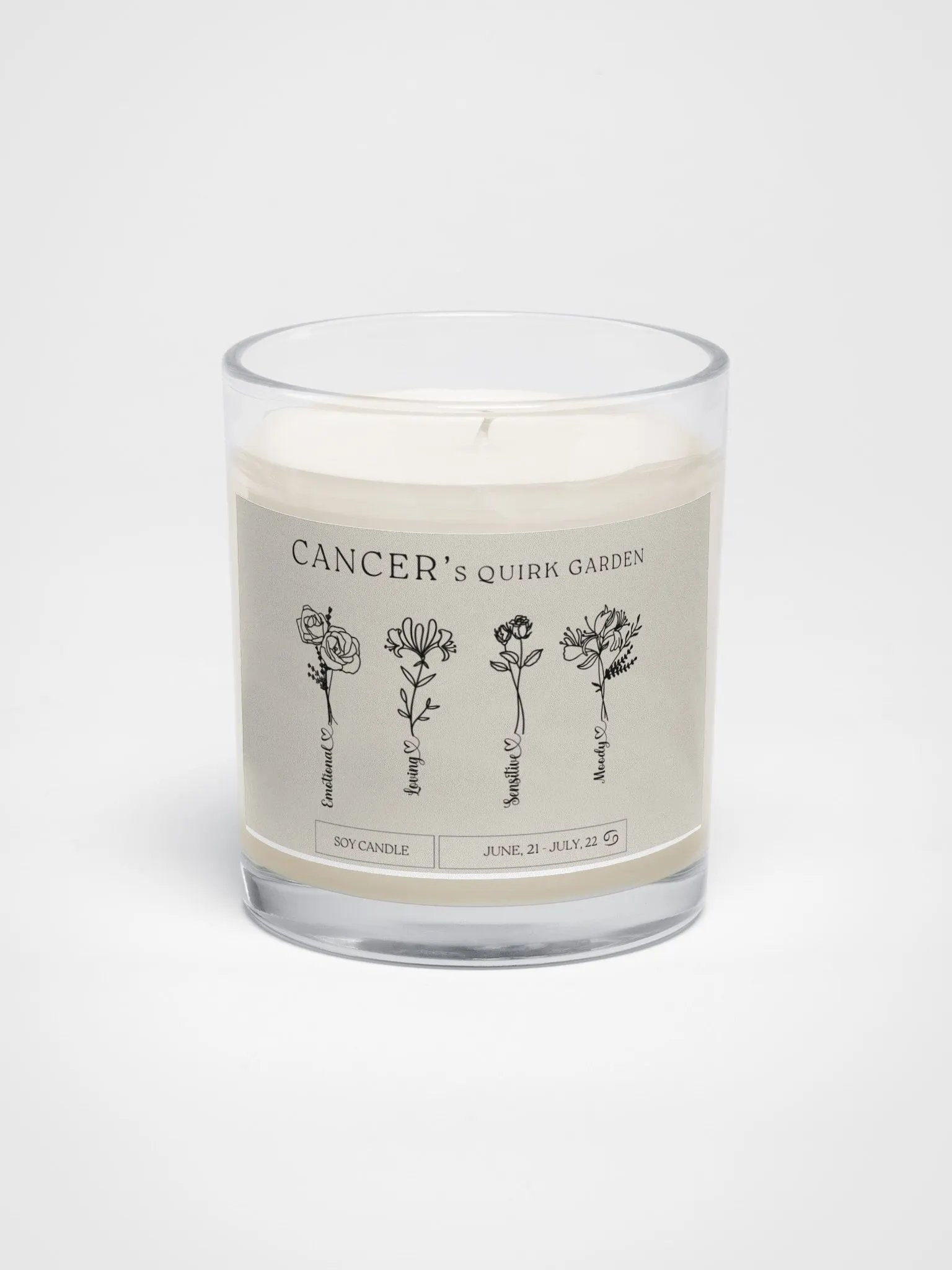 Minimalist Month Flower Cancer Vegan Soy Wax Candle product image (2)