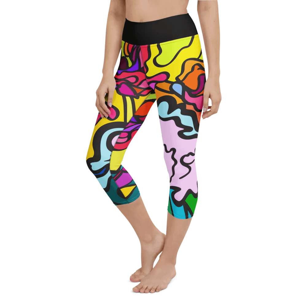 Vibrant Swirl All-Over Yoga Capri Leggings - Wave at Sunset product image (6)