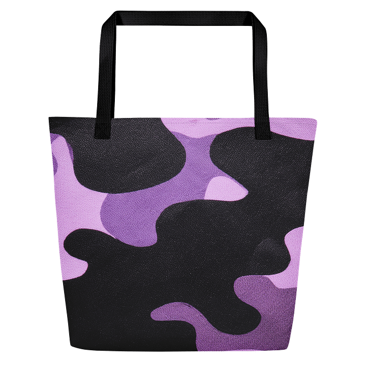 Large Tote Bag w/Pocket black and purple camo product image (1)