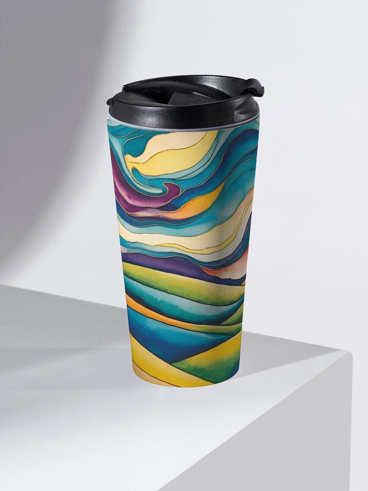 Surreal Waves Stainless Steel Travel Mug gift for Arty moms dads friends and family product image (2)