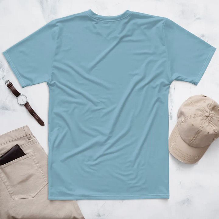 Plain Light Blue Soft Summer Men's Crewneck Polyester Heavyweight Premium T-Shirt by Treasure Pie product image (2)