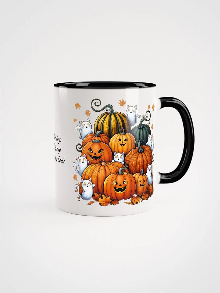 Halloween Pumpkins with Ghost Cats, Bats and Spiders Coloured Mug product image (1)