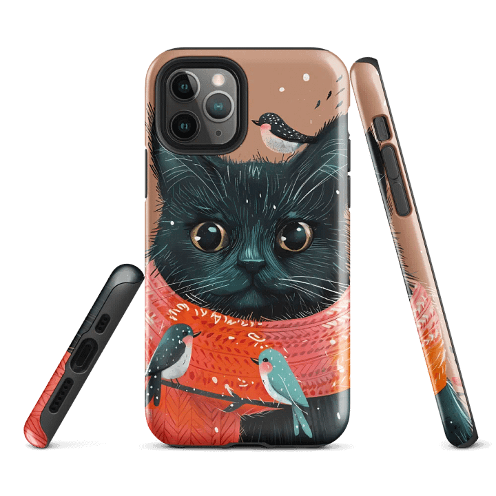 Whimsical Cat and Birds Tough iPhone® Case product image (2)