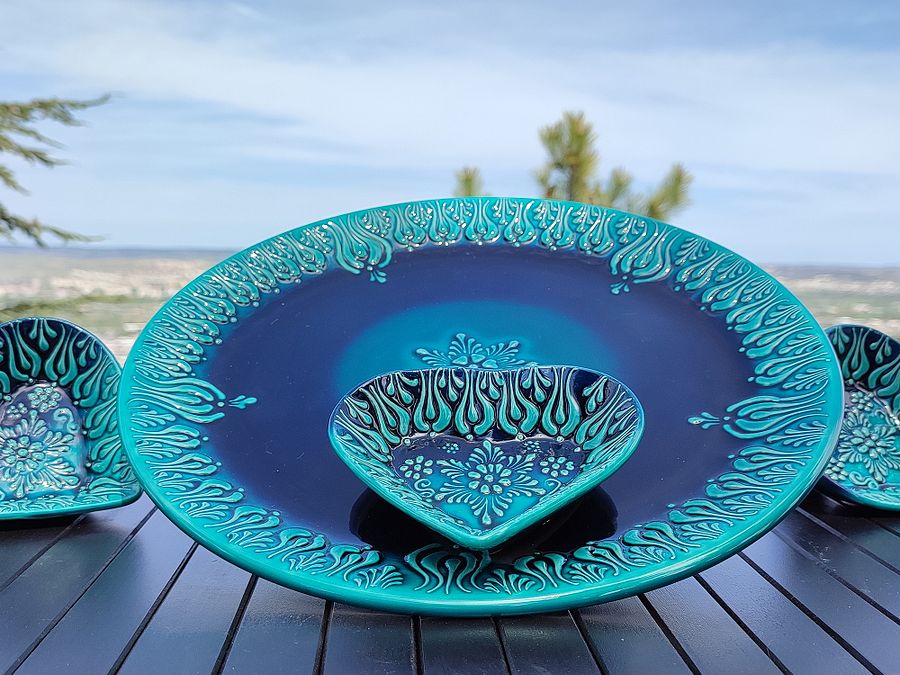 Ceramic turquoise set — handmade pottery, handmade ceramic, home decor, handmade gift, Turkish ceramic product image (3)