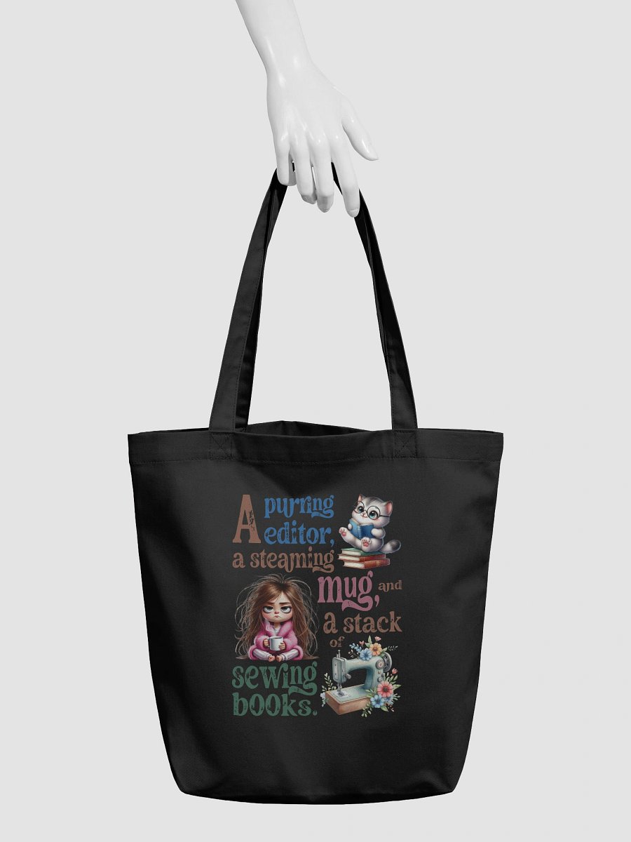 Whimsical Cat & Sewing Books Tote Bag product image (4)