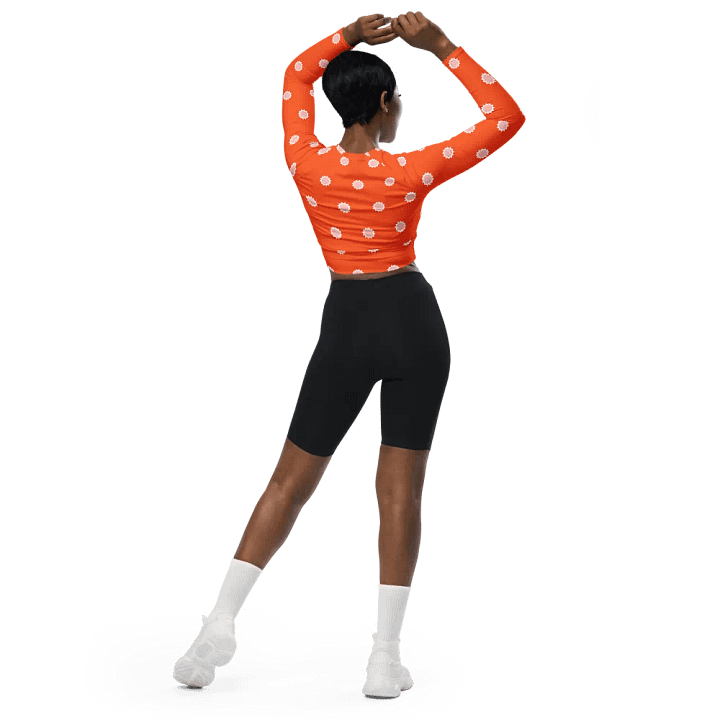 Bold Orange Crop Top with White Star Pattern product image (2)