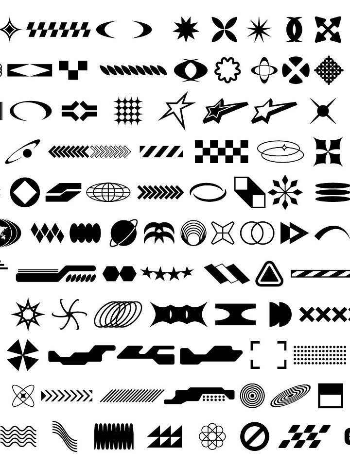 100 Retro Y2k Streetwear Elements Icons Set Vector Pack product image (1)