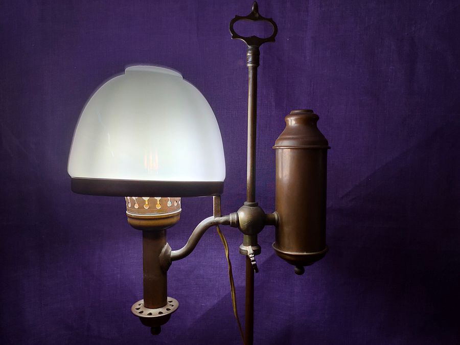 Candeeiro de mesa, candeeiro de óleo de baleia, antigo, século XIX, peça de iluminação, mesa de entrada estreita product image (8)