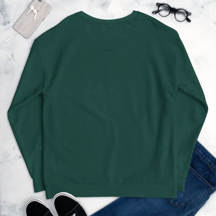 Plain Dark Green Soft Summer Unisex Recycled Polyester Heavyweight Premium Sweatshirt by Treasure Pie product image (2)