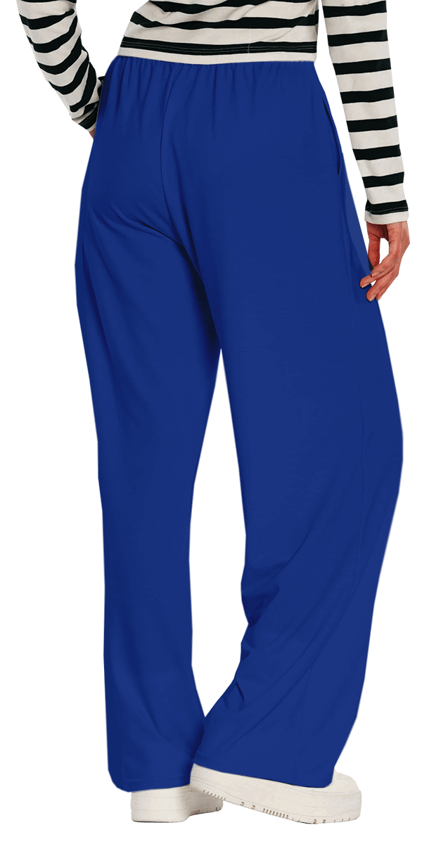 Plain Color Royal Blue Wide-Leg Pants product image (3)