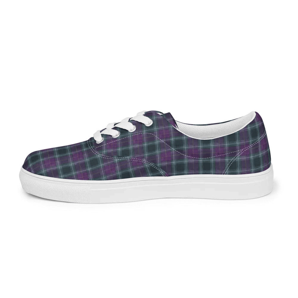 Purple/Green Plaid Women's Lace-Up Canvas Shoes product image (7)