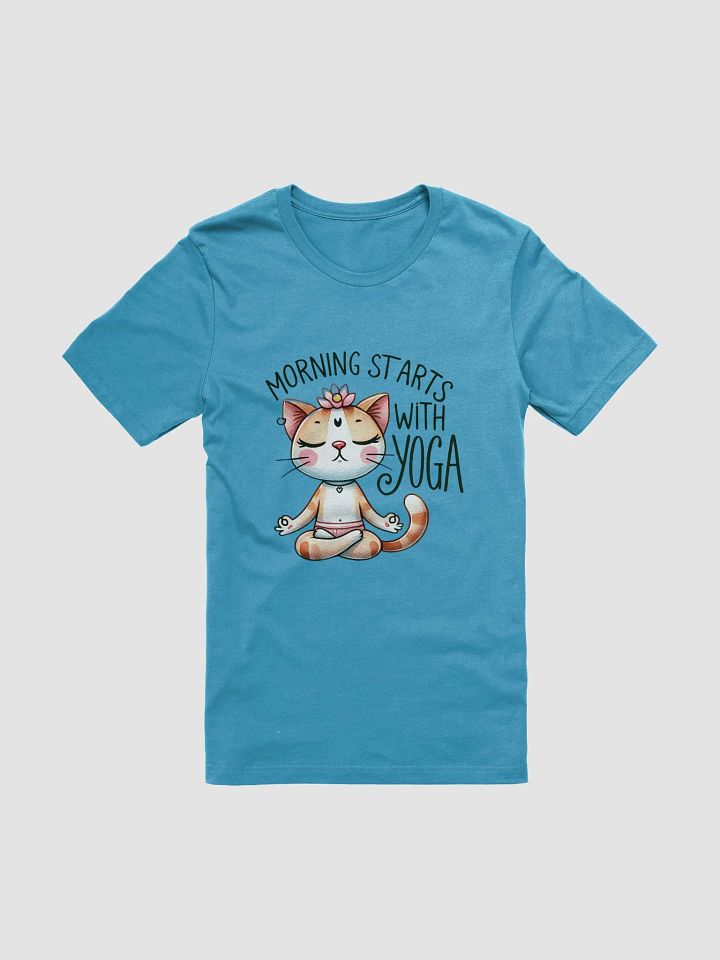 Morning Starts with Yoga Cat T-Shirt – Cute Yoga Kitty Design for Cat Enthusiasts product image (1)