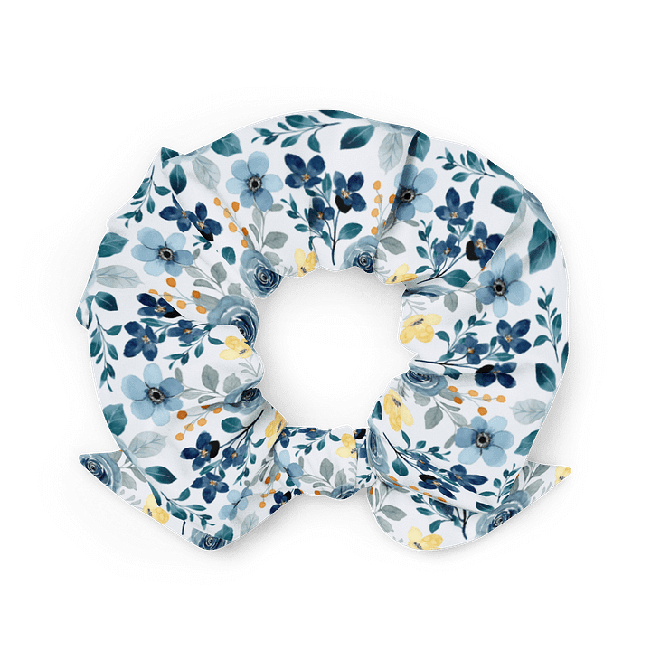 Blue Floral Scrunchie | Sustainable Hair Accessory product image (2)