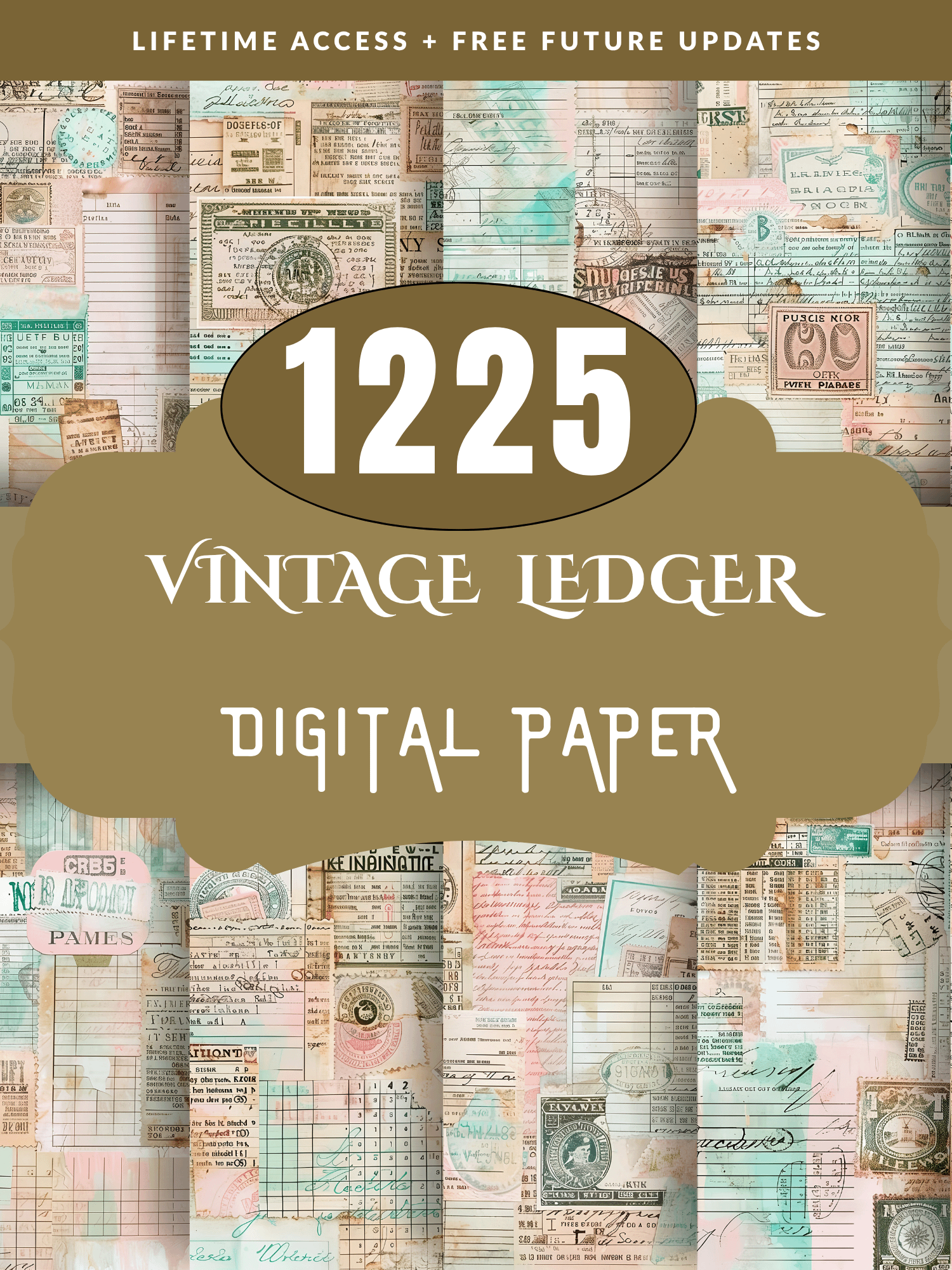 Vintage Ledger Pages printable antique junk journal paper digital collage sheet product image (4)