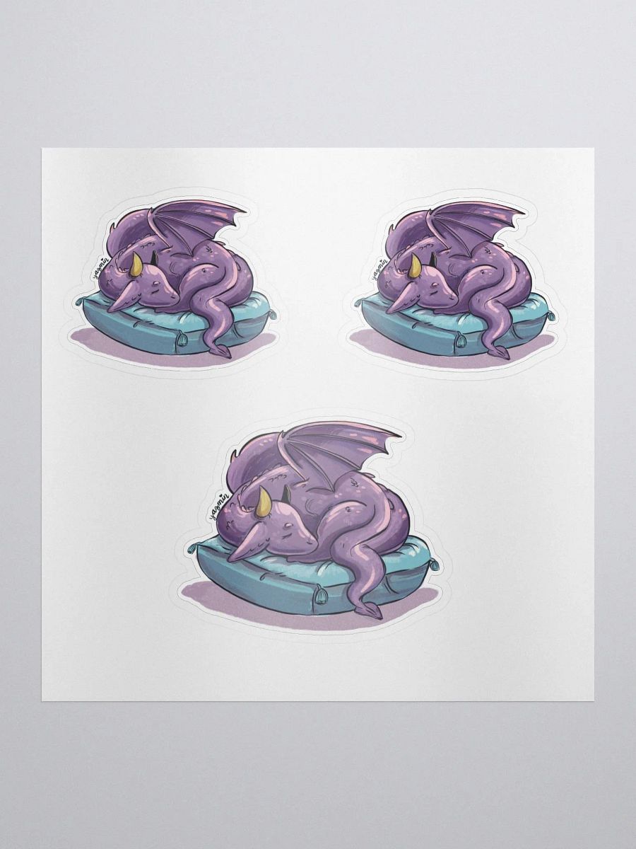 Young Dragon Sleeping on Pillow Sticker Set - Whimsical Fantasy Decals product image (1)