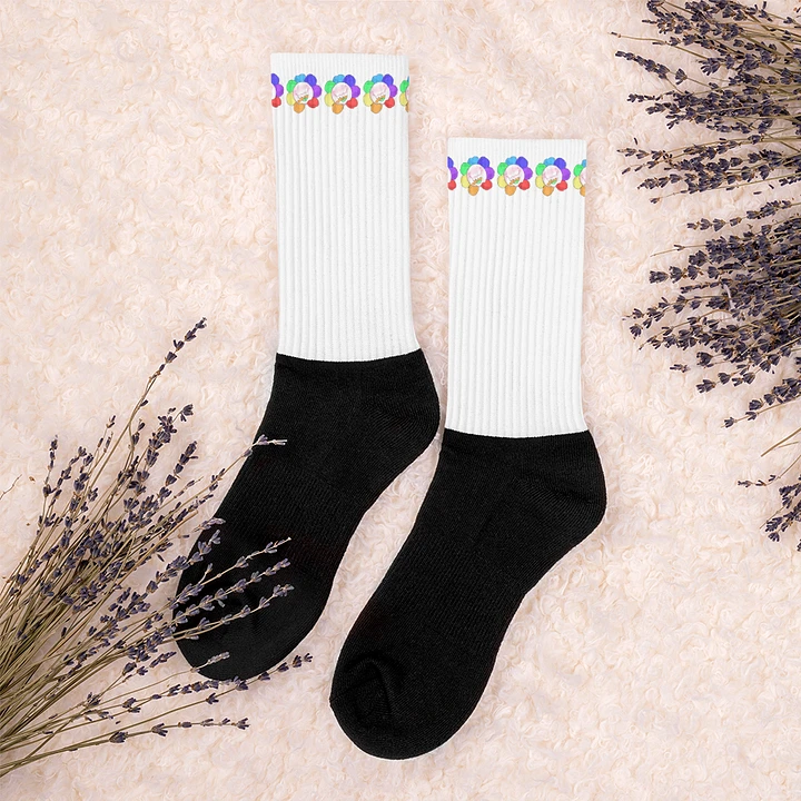 White Flower Stripe Socks product image (1)