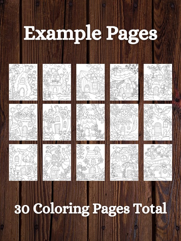 Whimsical Fairy Houses Printable Coloring Pages product image (3)