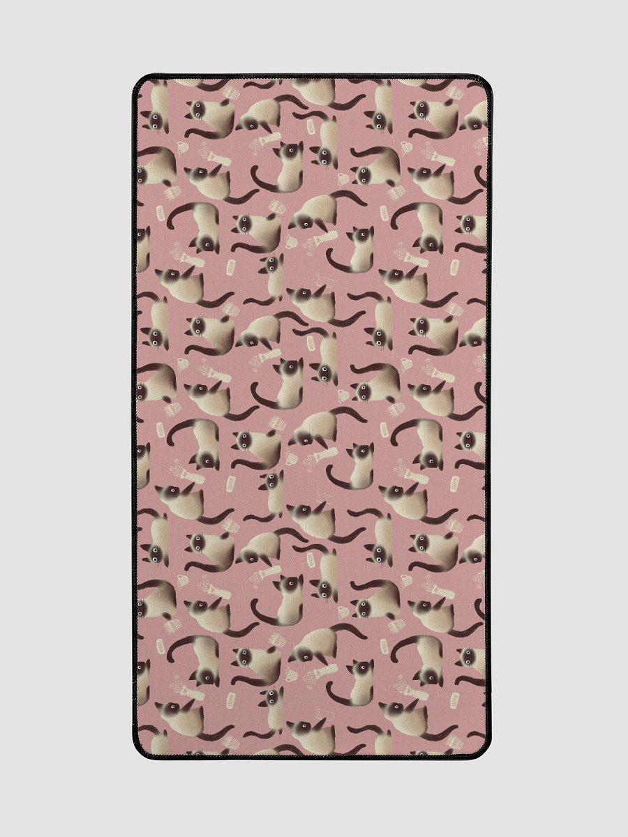 Bad Siamese Cats Knocking Stuff Over Patterned Desk Mat, Pink product image (2)