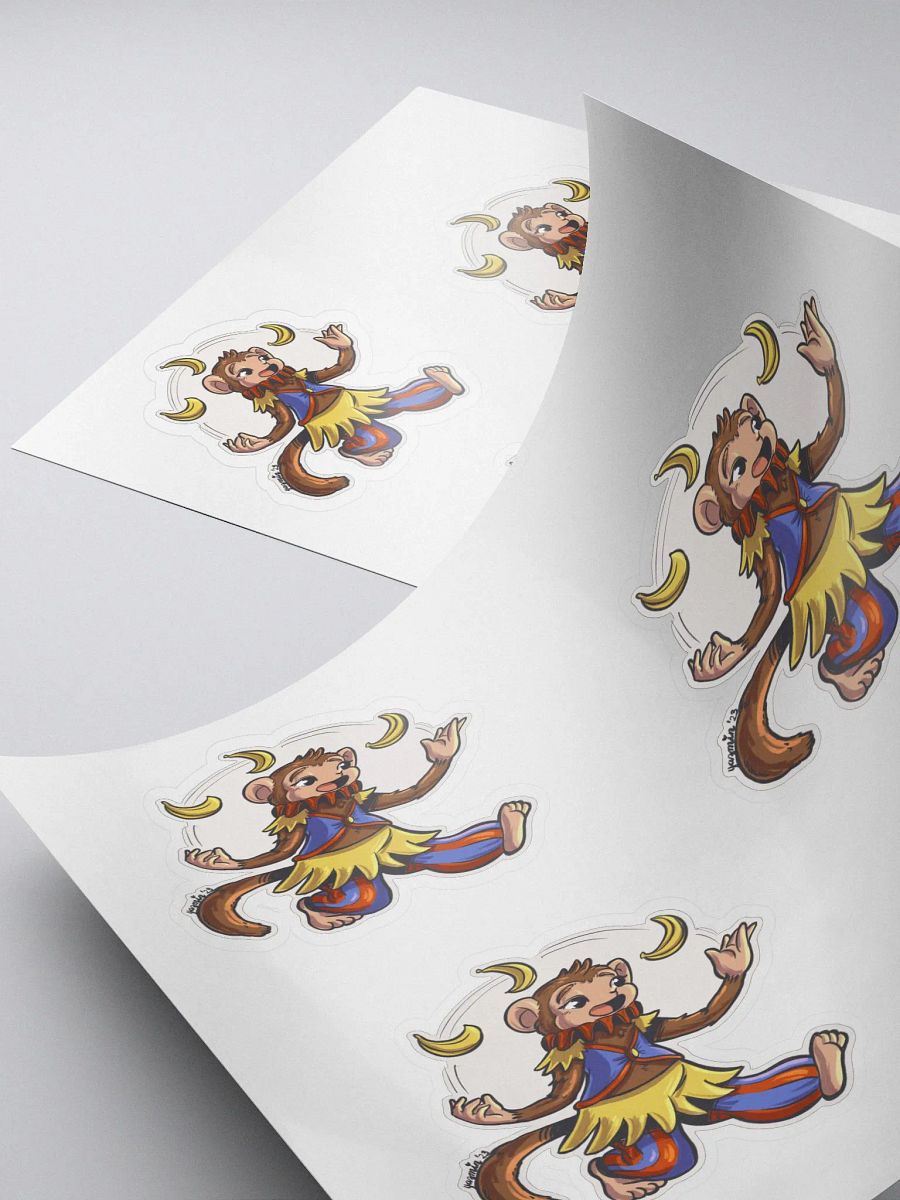 Banana-Juggling Monkey Jester Sticker Set - Whimsical Circus Decals product image (4)