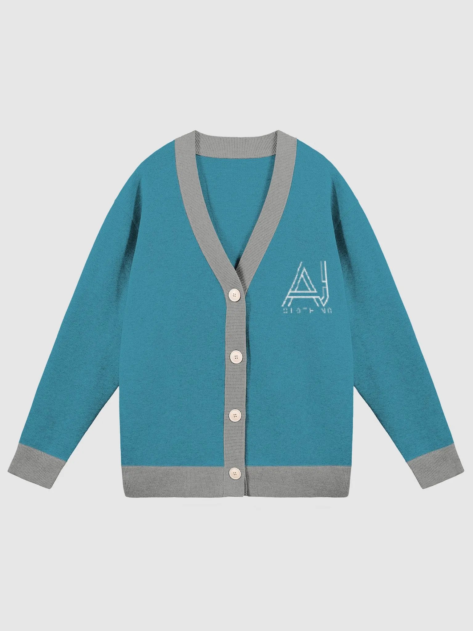 Ladies Cardigan Cyan and Grey product image (1)