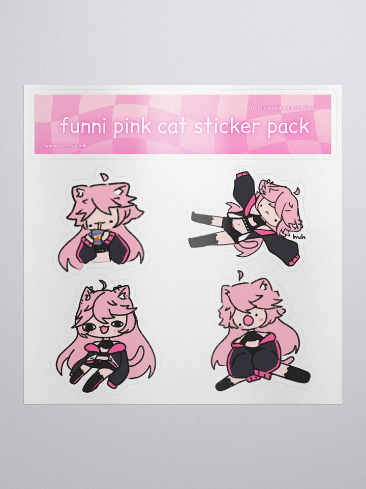 funni pink cat sticker pack | number 1 product image (1)