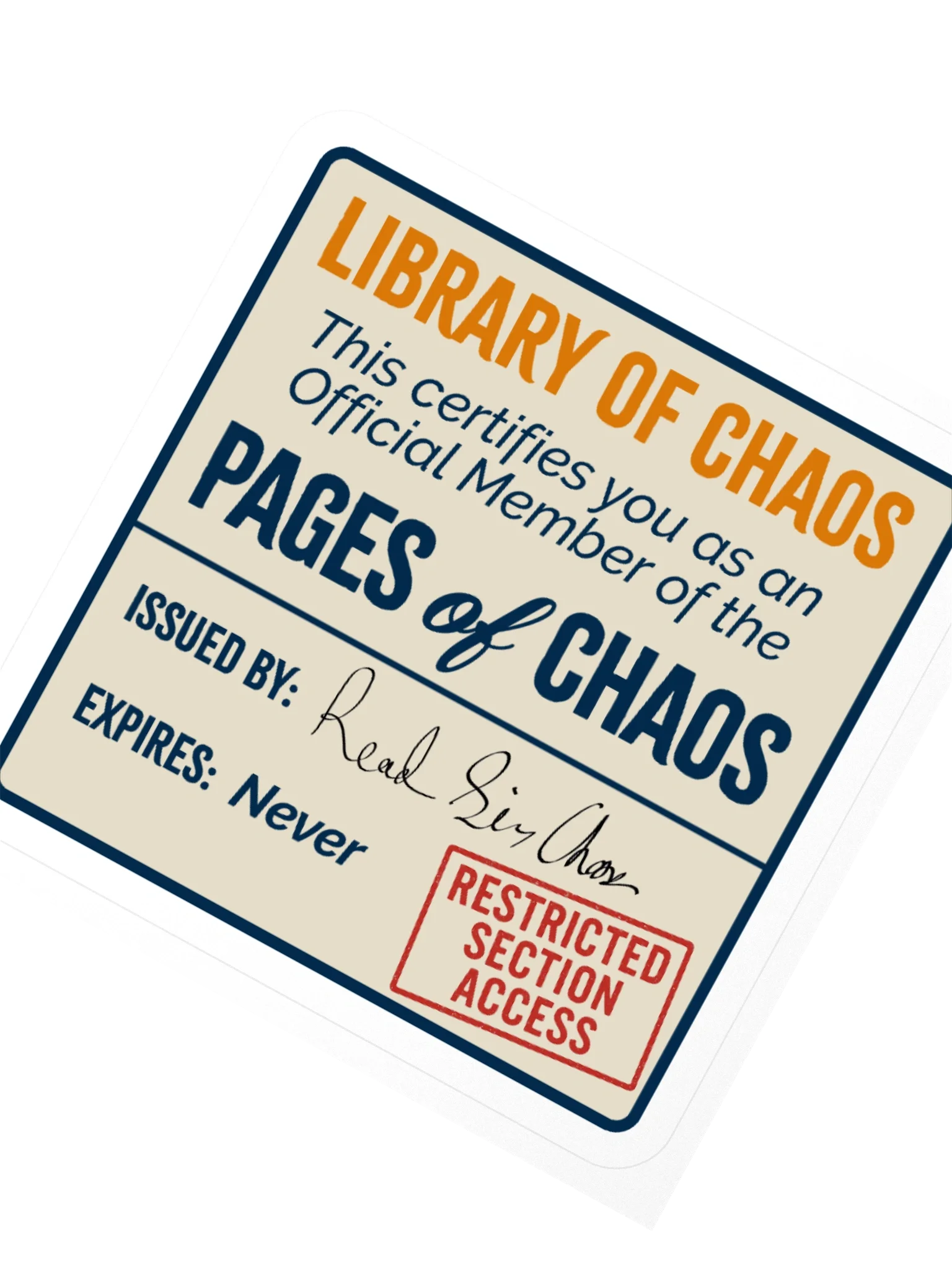 Library of Chaos Membership Card Sticker product image (2)