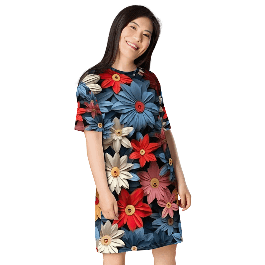 3D-Ditsy-Flowers-Seamless-Patterns T-shirt Dress - V6 product image (8)