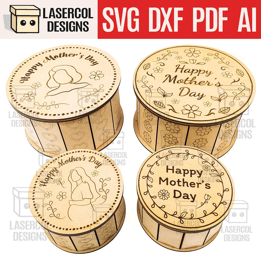 Mother's Day Gift Boxes (4 Styles, 2 Sizes) - Laser Cut Files product image (1)