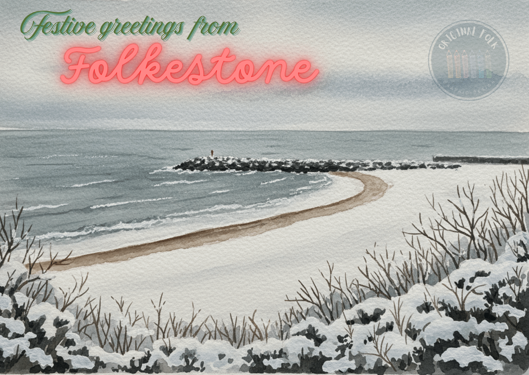 Christmas cards - Festive Greetings from Folkestone - pack of 3 product image (4)