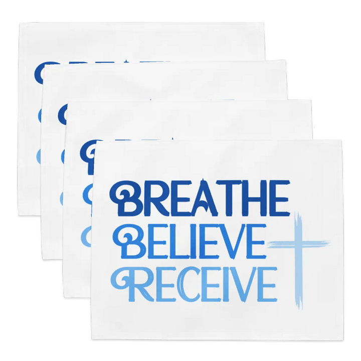 BREATHE BELIEVE RECEIVE PLACEMAT SET, INSPIRATIONAL MOTIVATIONAL, SELF-AFFIRMATION, POSITIVE VIBES, GIFT IDEA product image (1)