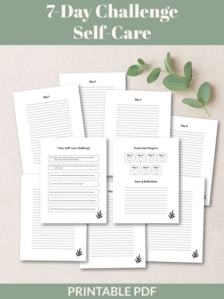 7-Day Self-Care Challenge Printable product image (1)
