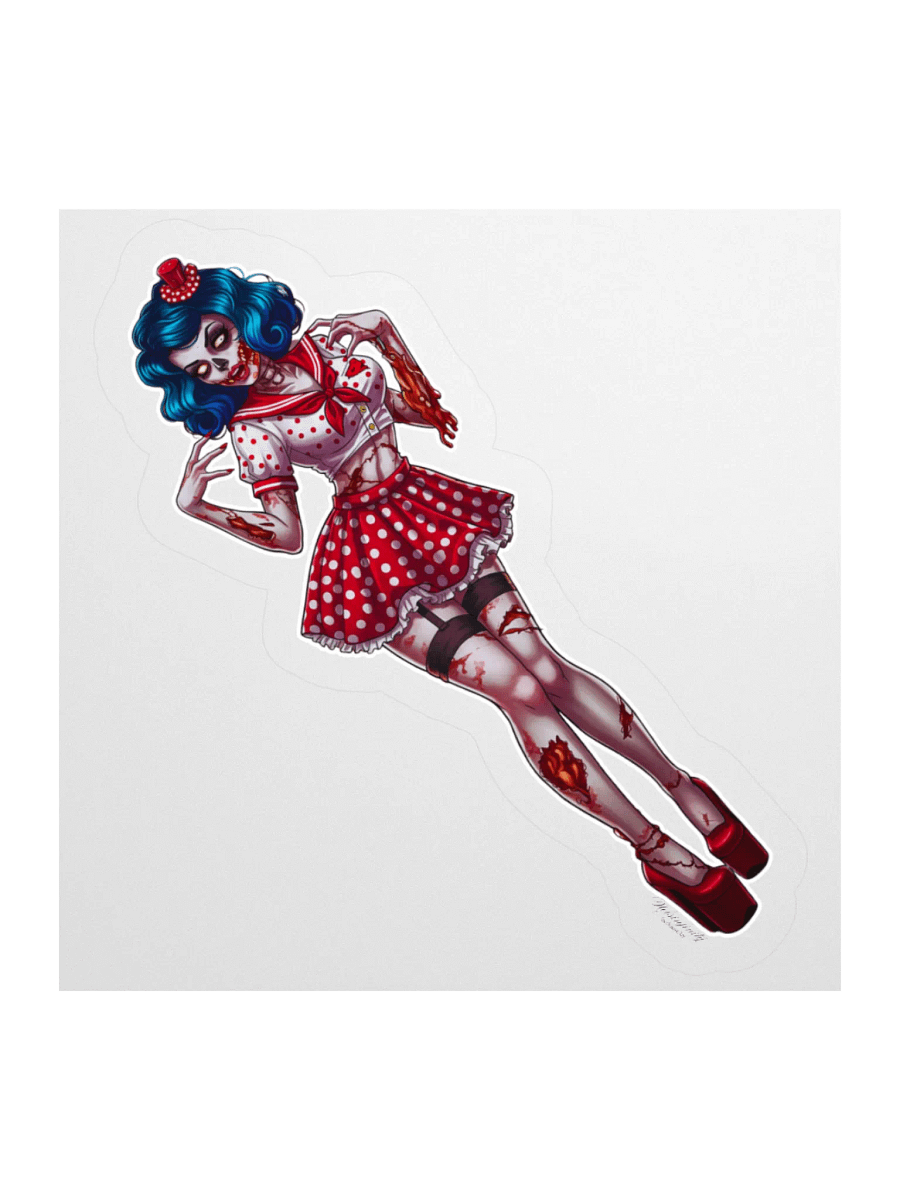 V3 Zombie Pinup Kiss Cut Stickers (Clear Edge) product image (3)