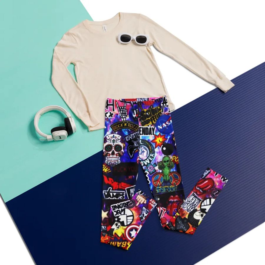 Kids Leggings – Rock and Roll Print for Cool & Edgy Style product image (5)