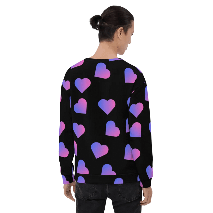 Love Pattern Pink Hearts on Black Background Unisex Sweatshirt product image (12)
