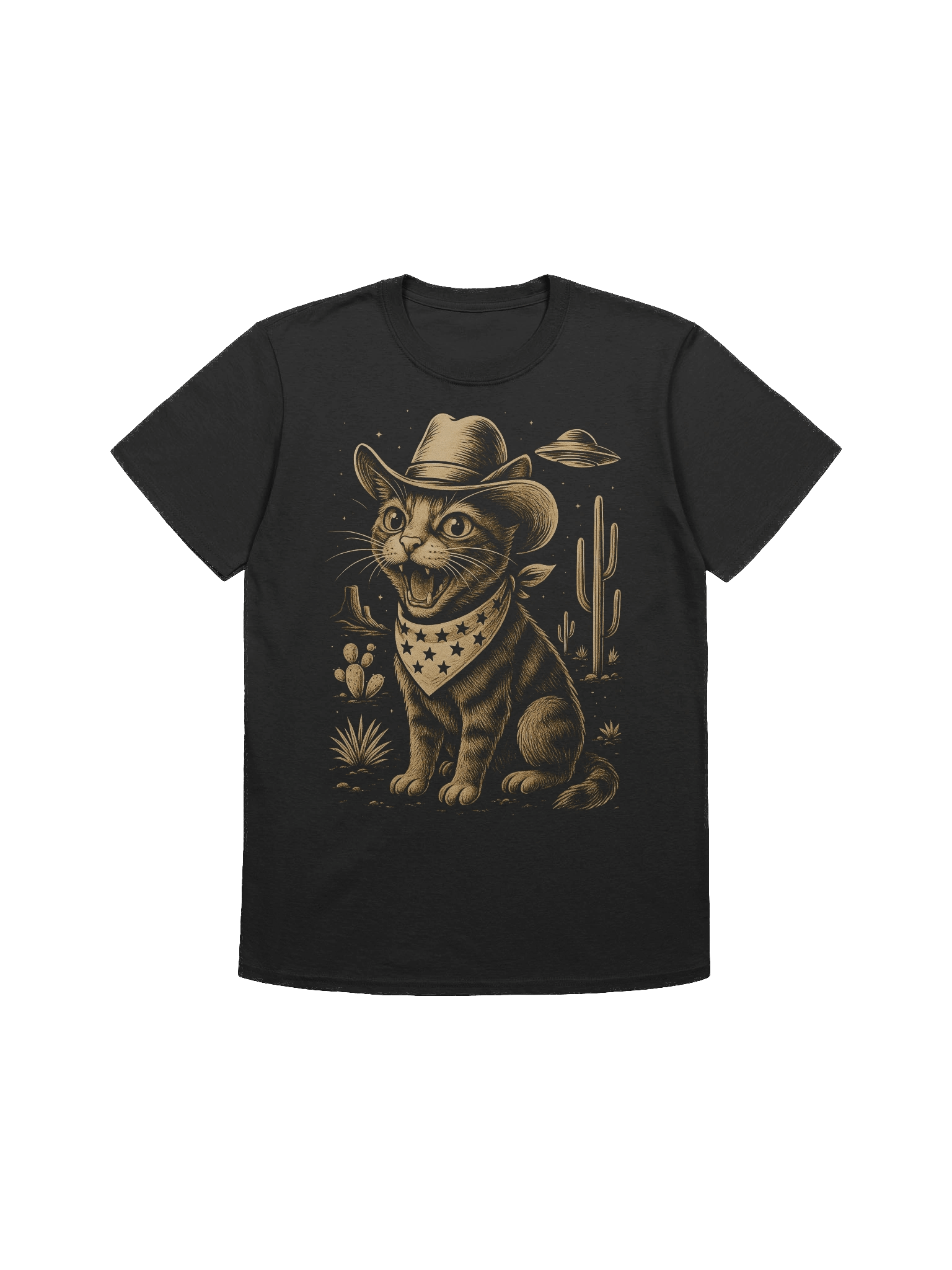 UFO Cowboy Tabby Cat T-Shirt product image (3)