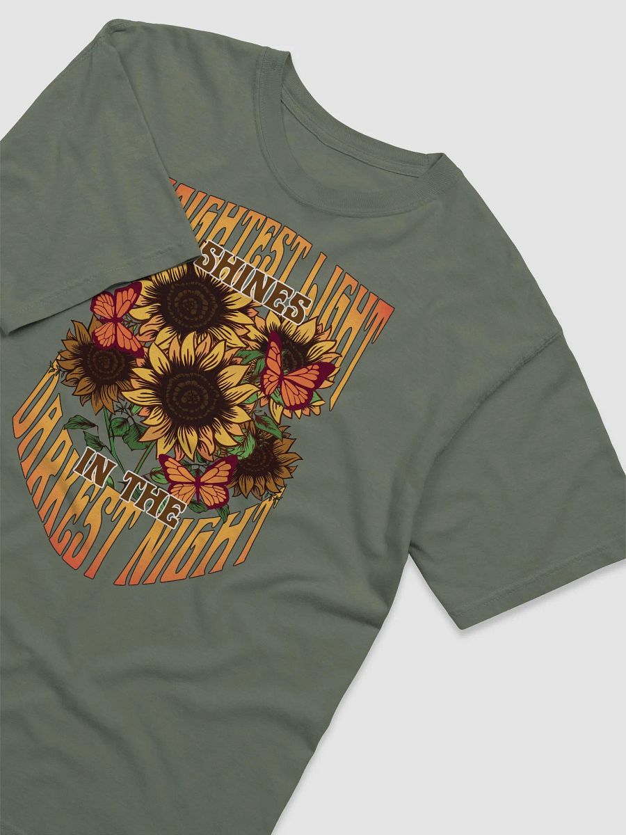 The Brightest Light Shines in the Darkest Night Sunflower T-Shirt | Motivational Fall and Thanksgiving T-Shirt Design product image (20)
