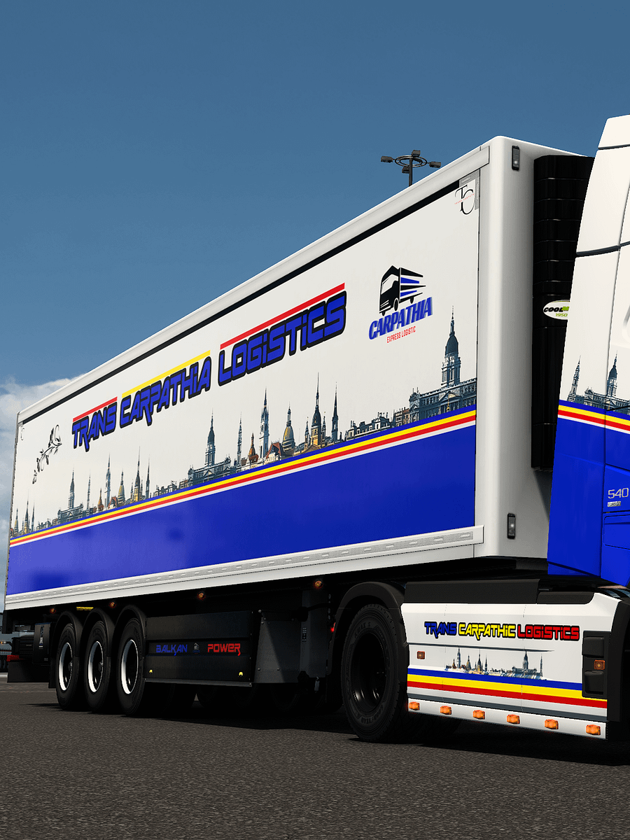 ETS2 Skin - Volvo FH6 Aero XL Trans Carpathic Logistics & Schwarzmüller Trailer Skin 8K product image (6)