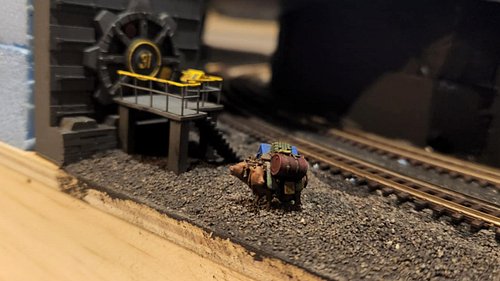 Now my model railway has a vault and a pack brahmin that has somehow got lost and found its way into the vault cave. 

#fallo...