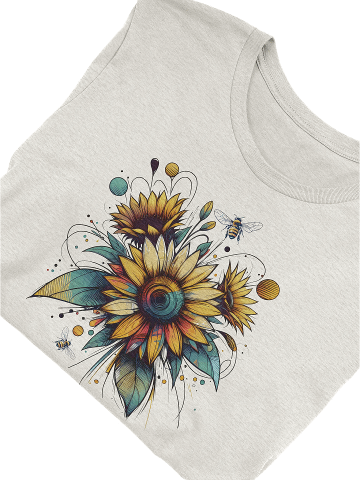 Sunflower and Bee T-Shirt, Vibrant Floral Art Tee, Boho Nature Shirt, Wildflower Aesthetic, Garden Lover Gift, Summer Botanical Top product image (2)
