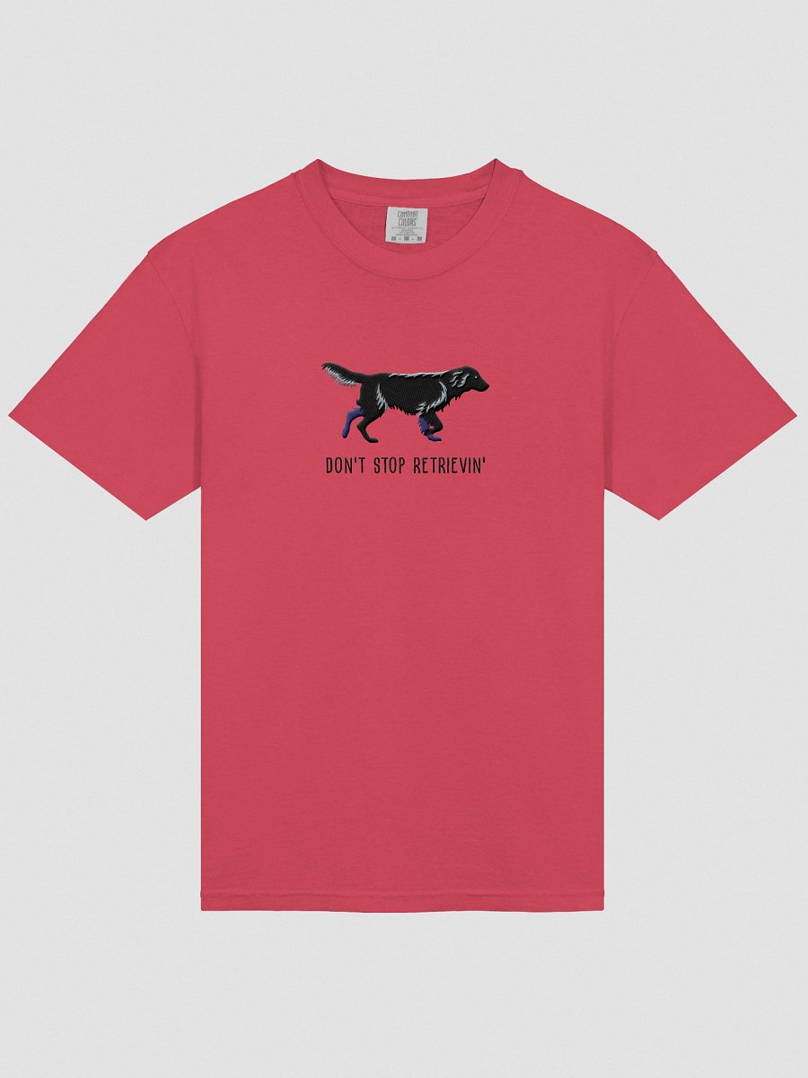 Don't Stop Retrievin' T-Shirt(Embroidered) of a Flat-Coated Retriever(Black) product image (3)