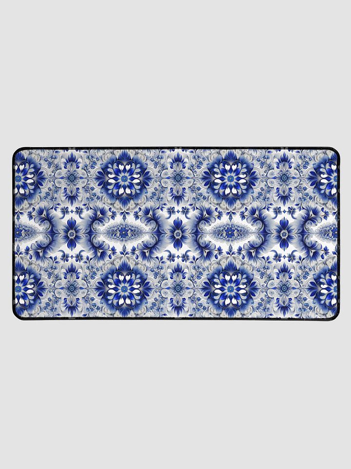 Desk Mat (31.5x15.5 inches) - Blue and White Floral Design product image (1)