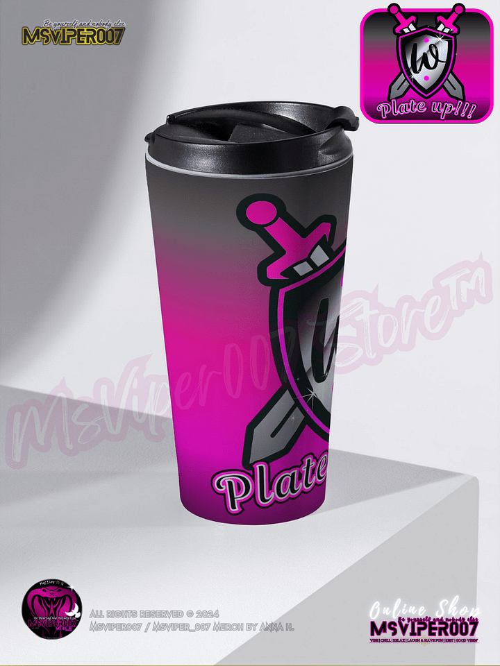 Travel Mug - MsViper007's "WS-Plate Up!!! ™ " [royal pink] Hot or Cold Beverage Stainless Steel Travel Mug by Anna H. product image (2)